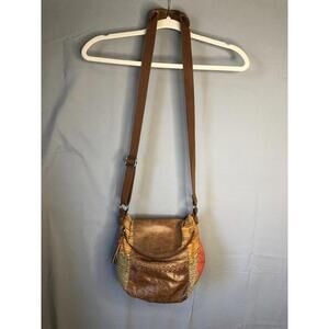 The Sak Vintage Crossbody Bag Magnetic Closure Leather Colorful Y2K Hippie Boho